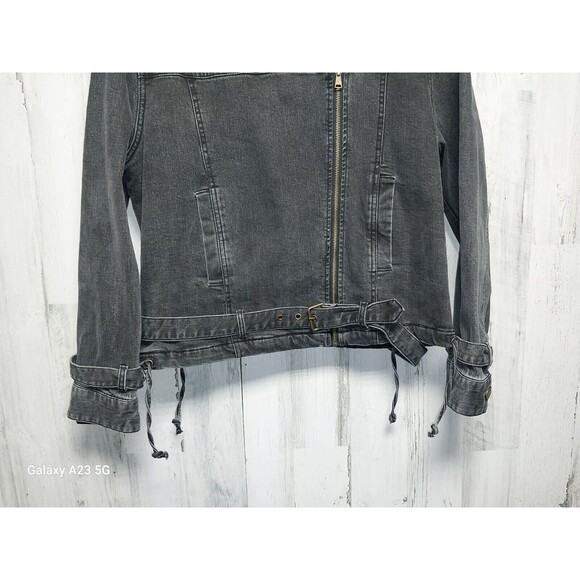 The Normal Brand Denim Moto Jacket Coat Motor Motorcycle Black Medium Sherpa - Picture 3 of 10